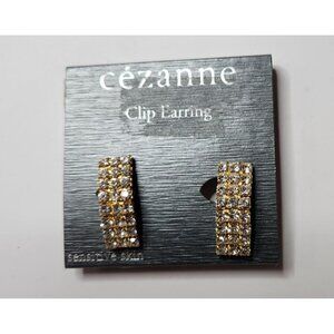 Cézanne Gold-Tone Clip Earrings With Rhinestone Embellishments